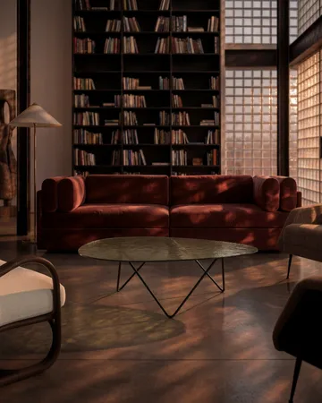 Mesa de centro Pedrera - Negro semimate - vidrio estructurado transparente - GUBI