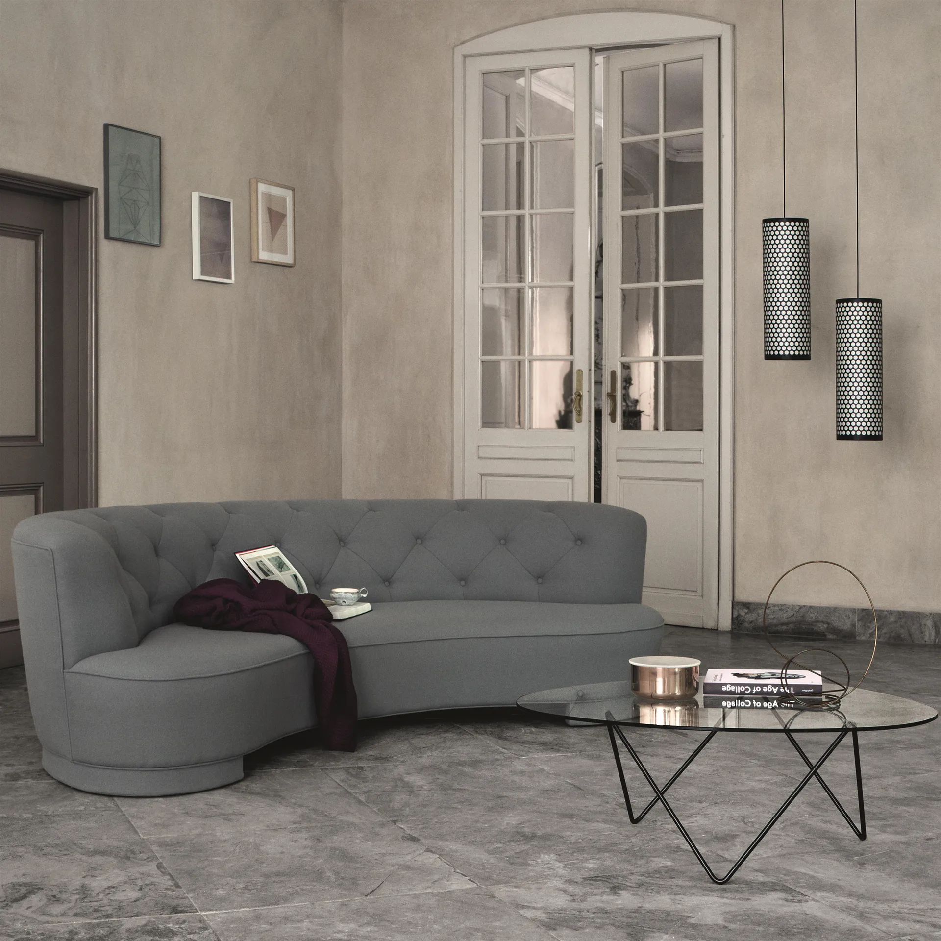 Mesa de centro Pedrera, Patas negras GUBI