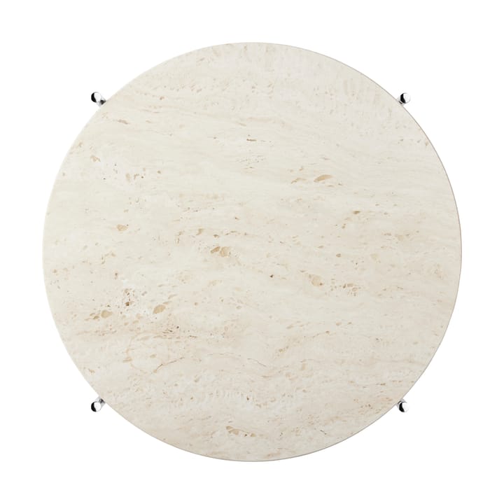 Mesa de centro TS acero pulido Ø55, Neutral white travertine GUBI