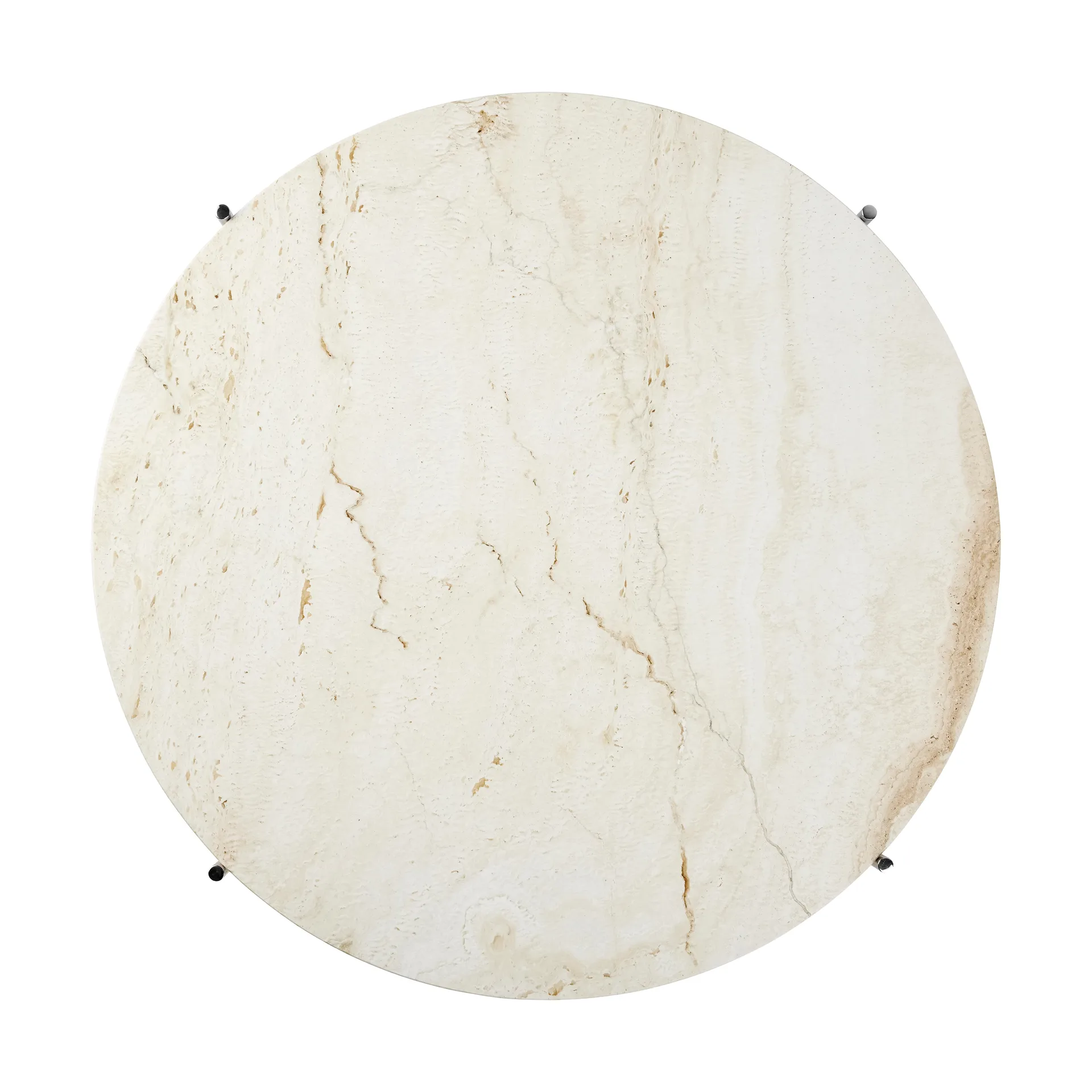Mesa de centro TS acero pulido Ø80, Neutral white travertine GUBI