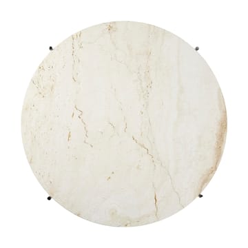 Mesa de centro TS acero pulido Ø80 - Neutral white travertine - GUBI