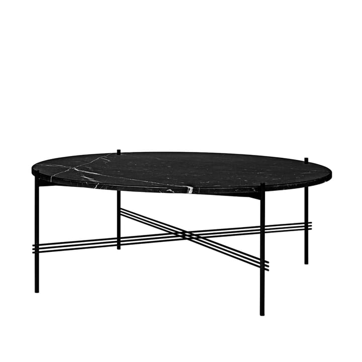 Mesa de centro TS Round - Black marquina marble, ø105, base negra - GUBI