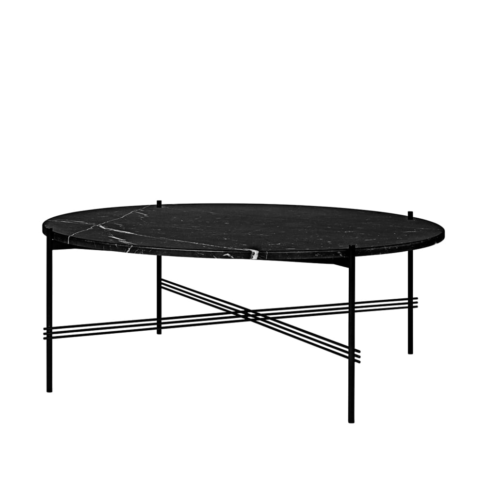 GUBI Mesa de centro TS Round Black marquina marble, 105, base negra