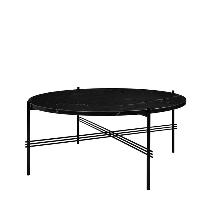 Mesa de centro TS Round - Black marquina marble, ø80, base negra - GUBI