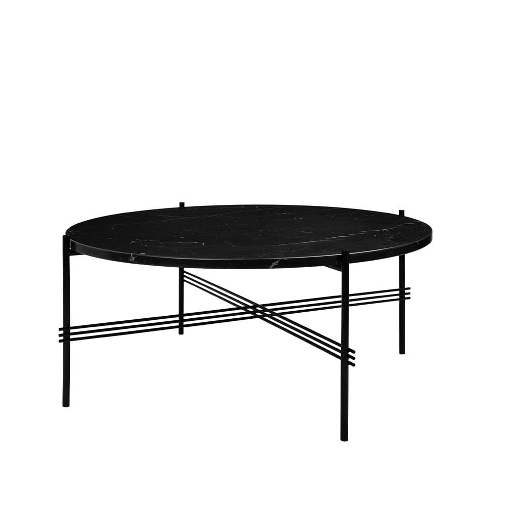 GUBI Mesa de centro TS Round Black marquina marble, 80, base negra