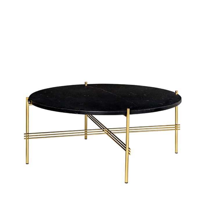 Mesa de centro TS Round - Black marquina marble, ø80, patas de latón - GUBI