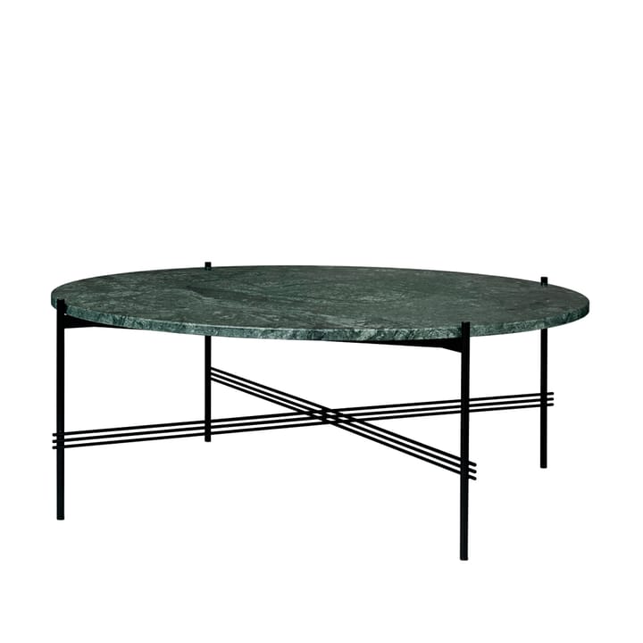 Mesa de centro TS Round - Green guatemala marble, ø105, base negra - GUBI