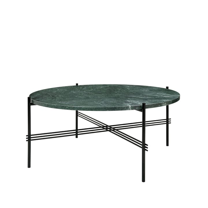 Mesa de centro TS Round, Green guatemala marble, ø80, base negra GUBI