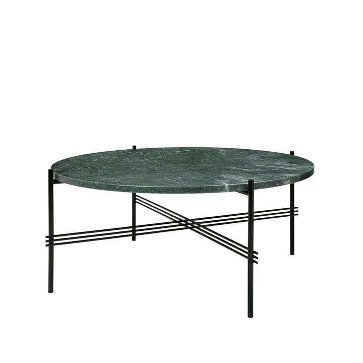 Mesa de centro TS Round - Green guatemala marble, ø80, base negra - GUBI