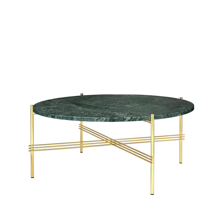 Mesa de centro TS Round - Green guatemala marble, ø80, patas de latón - GUBI