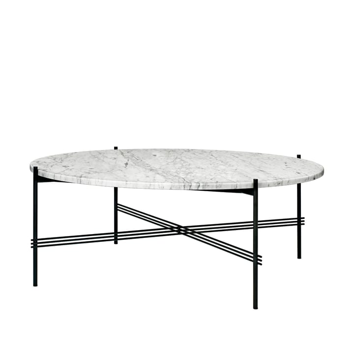 Mesa de centro TS Round - White carrara marble, ø105, base negra - GUBI