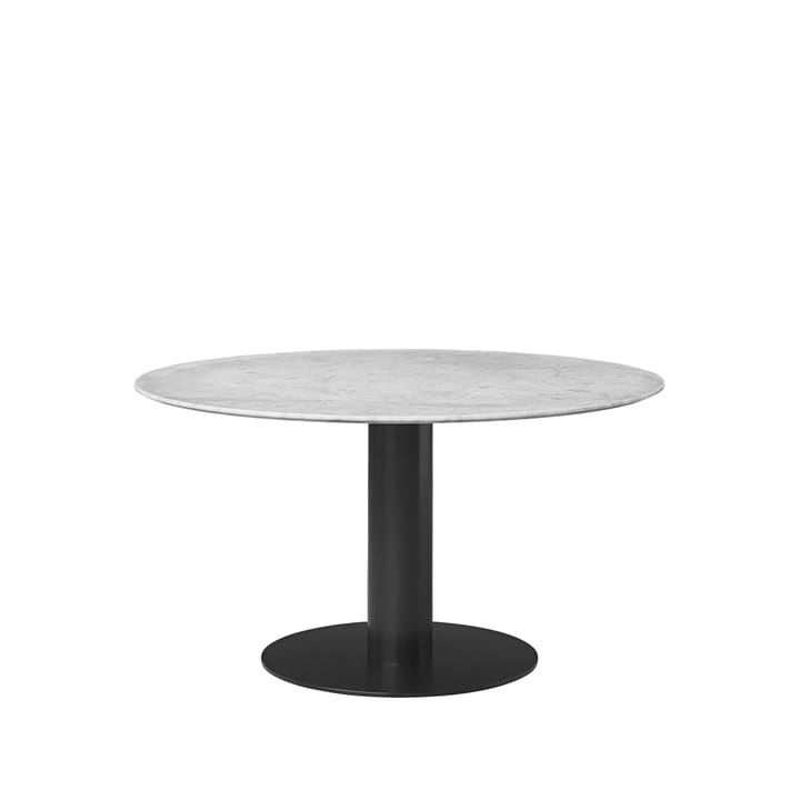 Mesa Gubi 2.0 - Marble white, ø130, base negra - GUBI