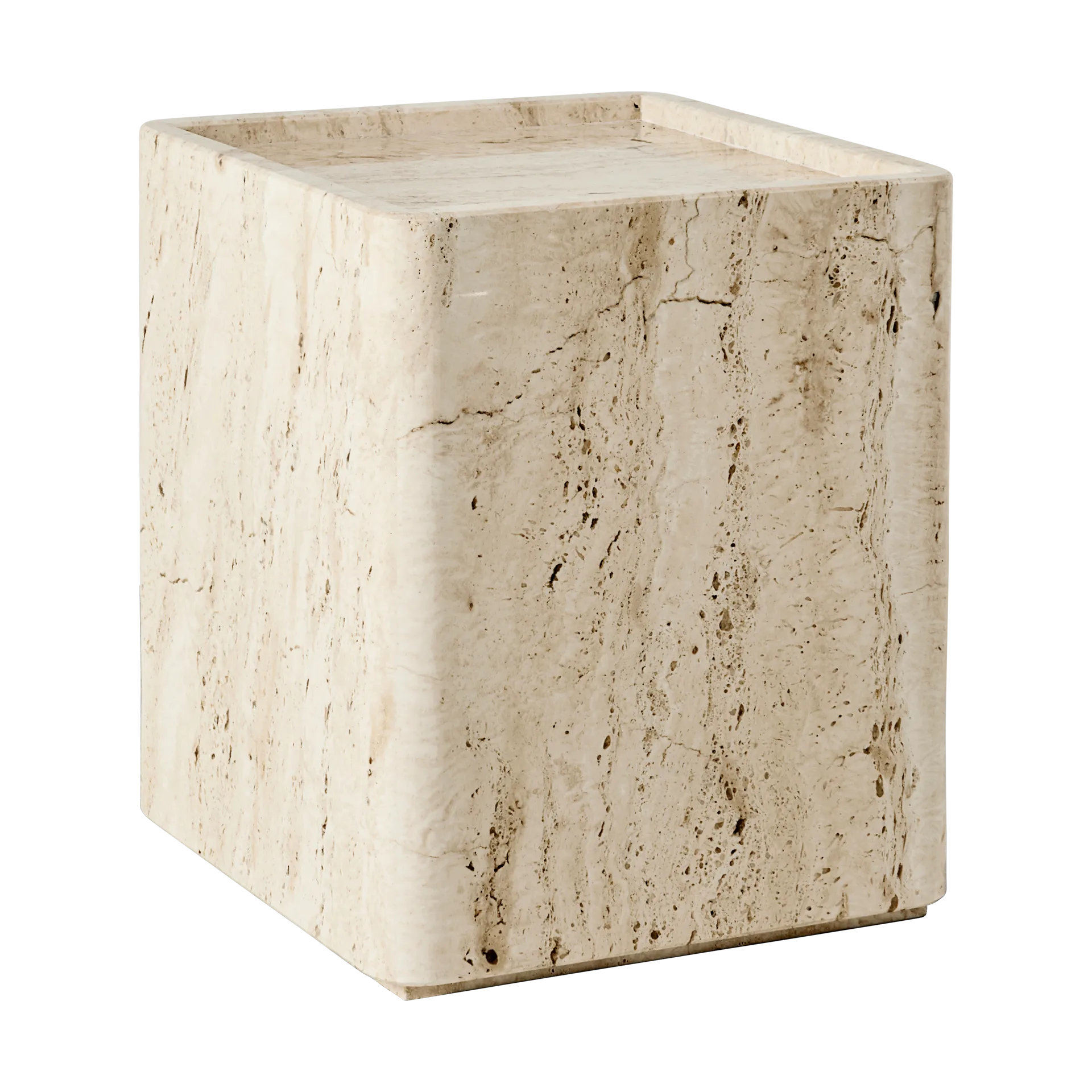 Mesa Pietra 33x33x40 cm, Neutral white travertine GUBI