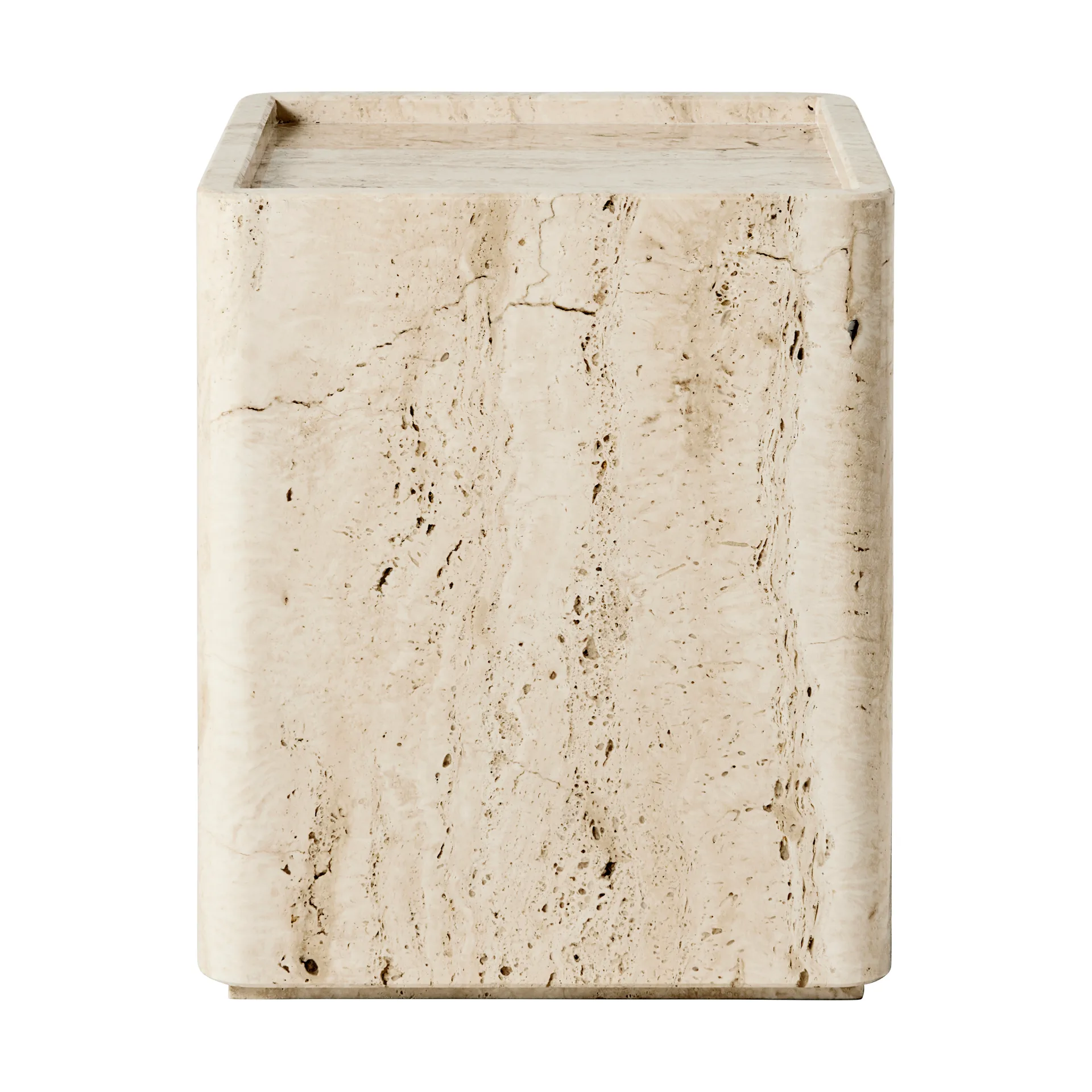Mesa Pietra 33x33x40 cm, Neutral white travertine GUBI