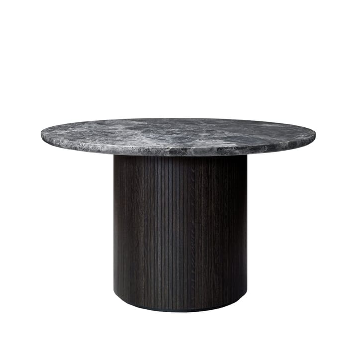 Mesa redonda Moon - Marble grey, Ø120 cm, pie teñido de marrón/negro - GUBI