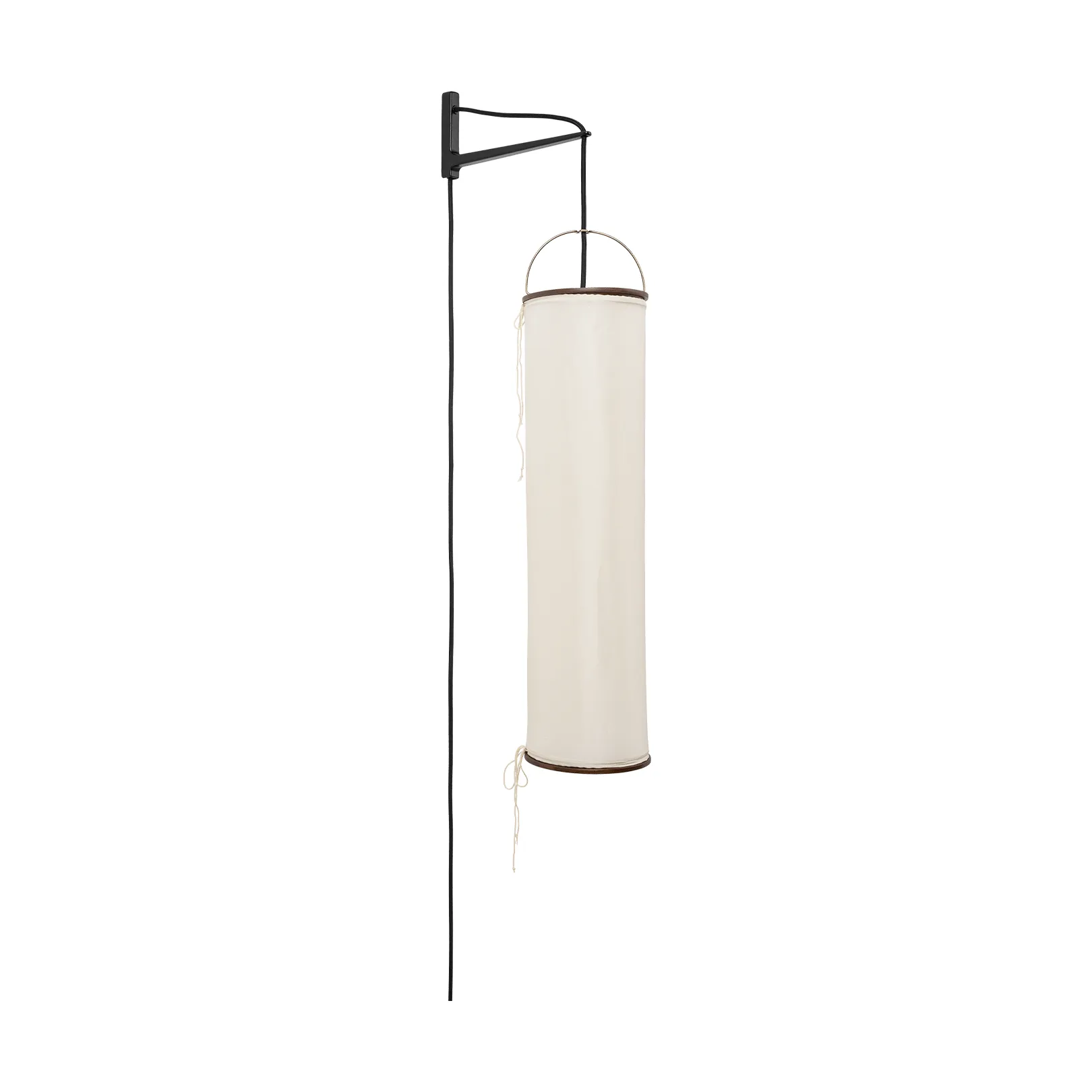 Silk Lantern aplique de pared, Natural white silk-semi matt negro GUBI