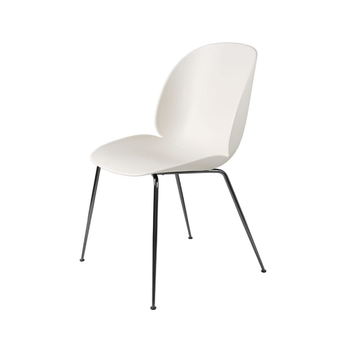 Silla Beetle - Alabaster white, patas acero cromado negro - GUBI