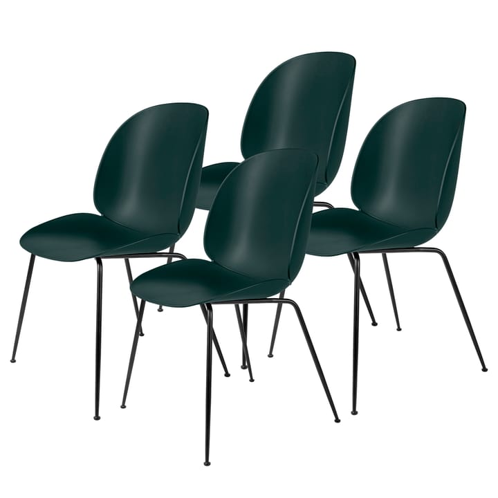 Silla Beetle con las patas negras 4 unidades - Dark Green - GUBI