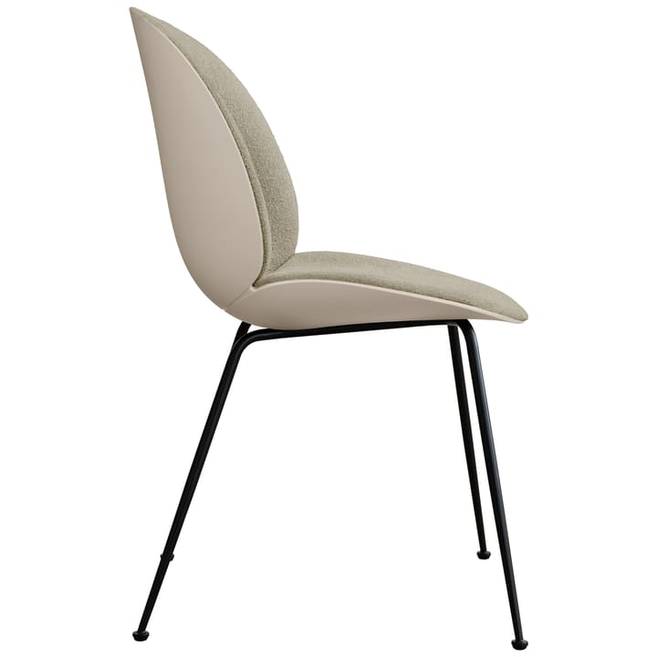 Silla Beetle con patas delanteras tapizadas en negro, New Beige-Light Bouclé 008 GUBI