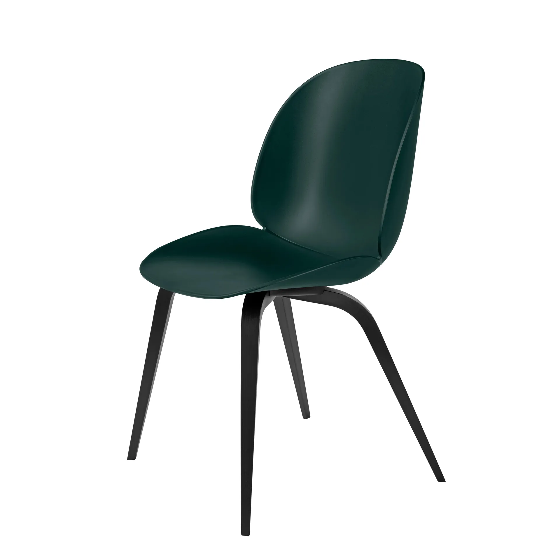 Silla Beetle de plástico con patas negras de madera, verde GUBI