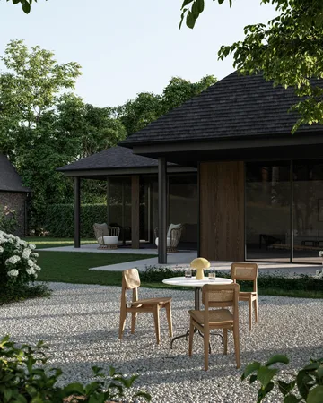 Silla C-chair Outdoor - Todo en caña francesa-teca natural - GUBI