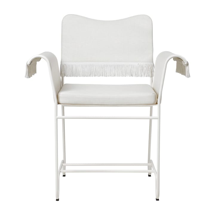 Silla con reposabrazos Tropique con flecos, White semi matt-Leslie 06 GUBI