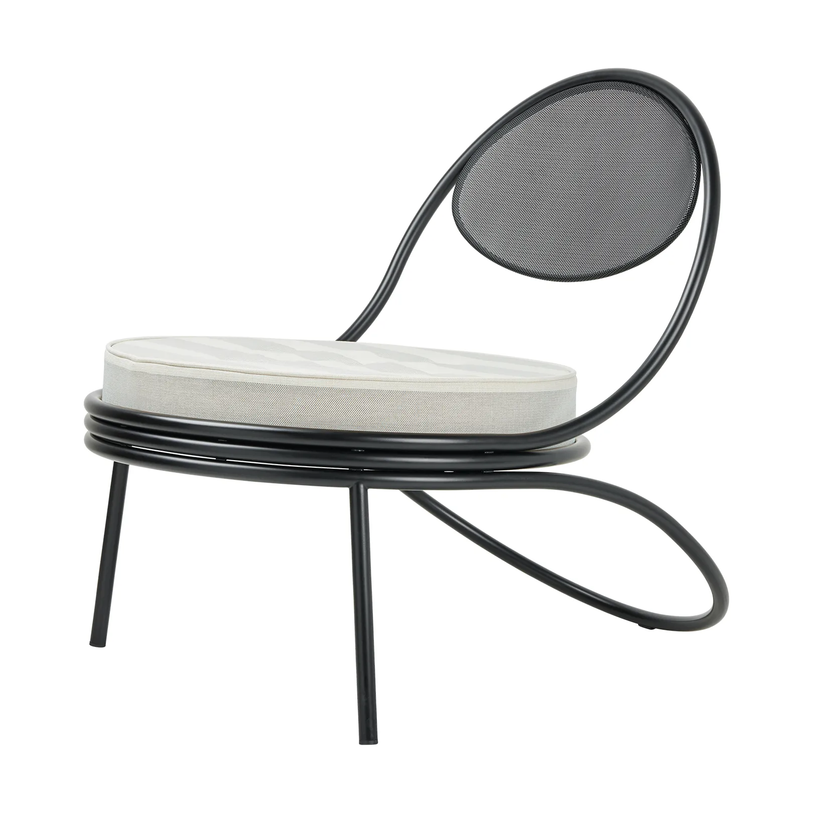 Silla Copacabana Outdoor Lounge Chair con asiento tapizado, Leslie stripe limonta 020-patas negras GUBI