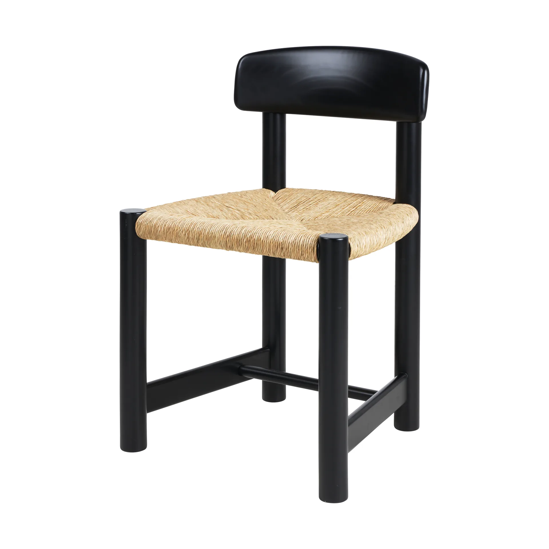 Silla Daumiller Side Chair, Natural Rush-brown/black pine GUBI