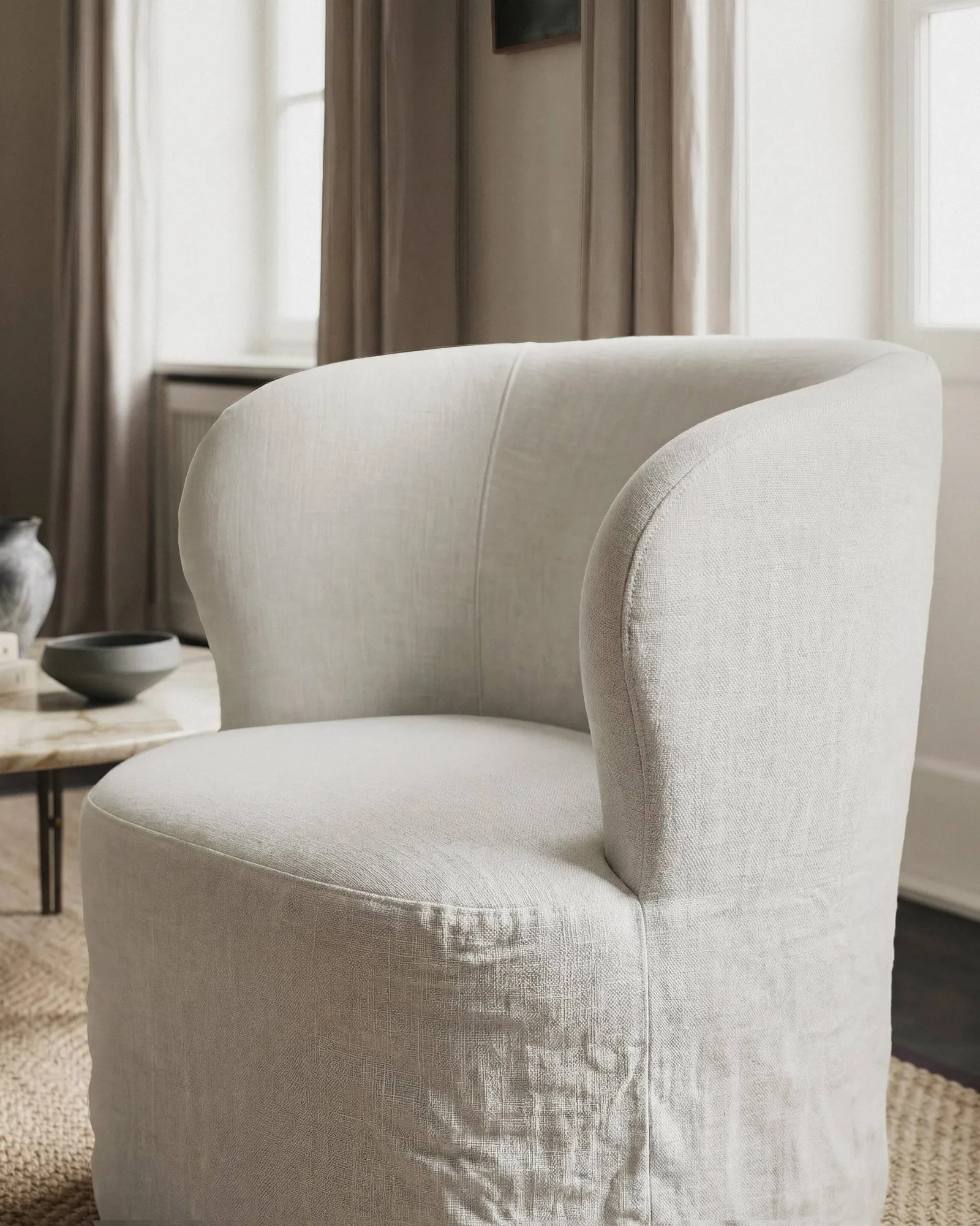 Stay Slipcover sillón lounge, Linen 0023, grande GUBI