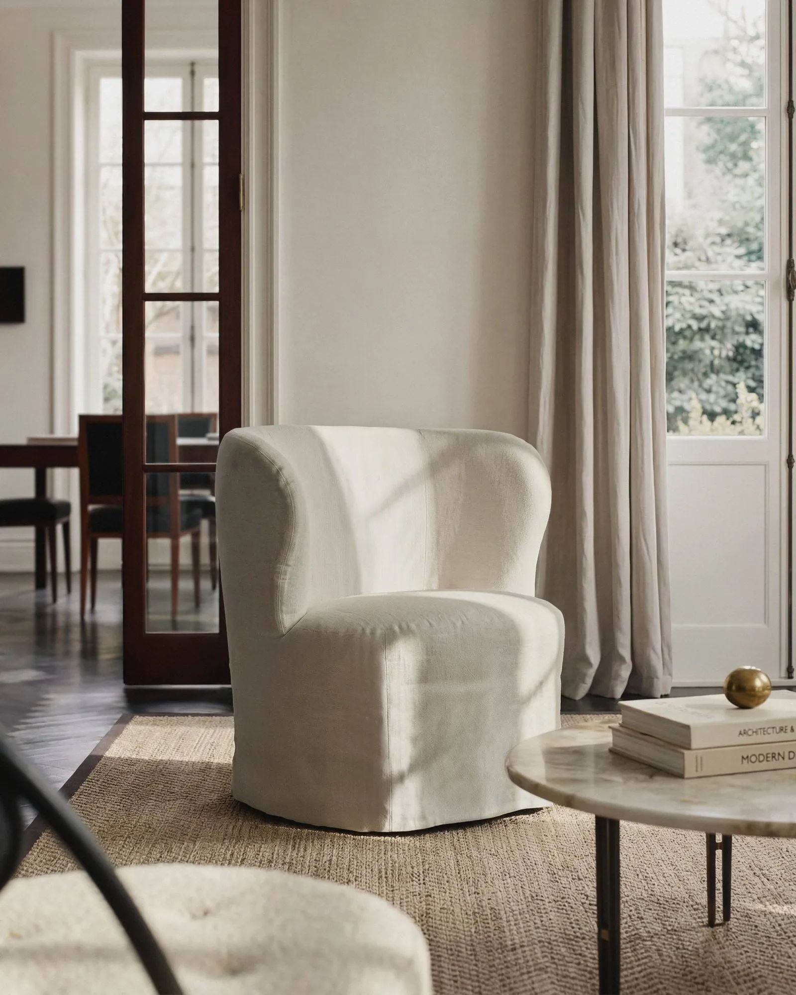 Stay Slipcover sillón lounge, Linen 0023, pequeño GUBI