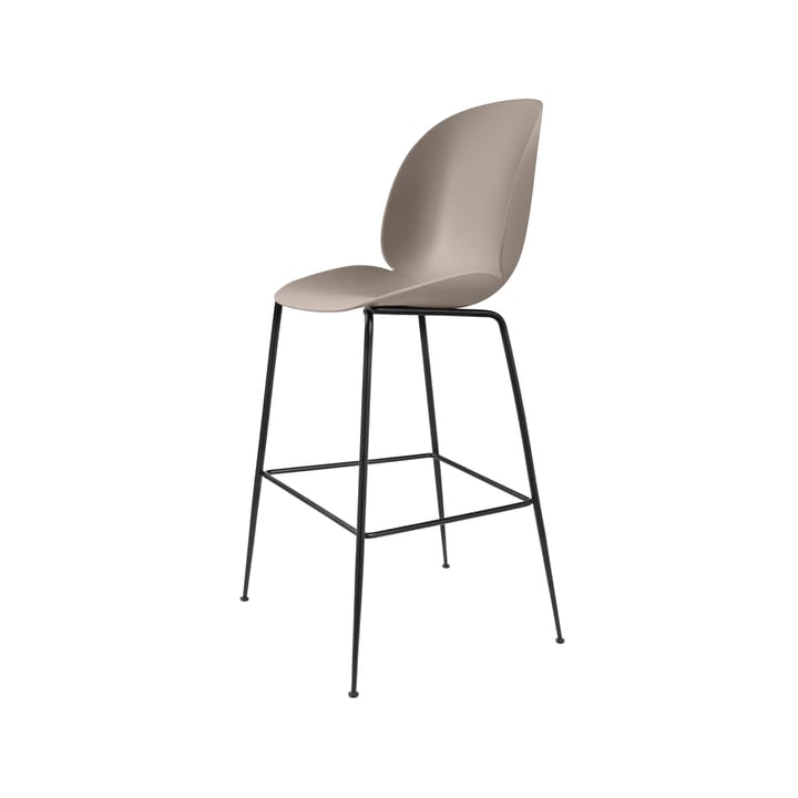 Taburete bar Beetle alto - New beige, base de acero en color negro - GUBI