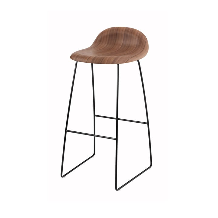 Taburete bar Gubi 3D alto - American walnut, patas de acero en negro - GUBI