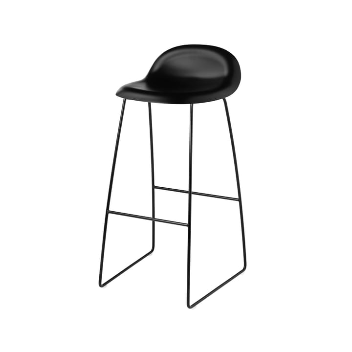 Taburete bar Gubi 3D alto - Black, patas de acero en negro - GUBI