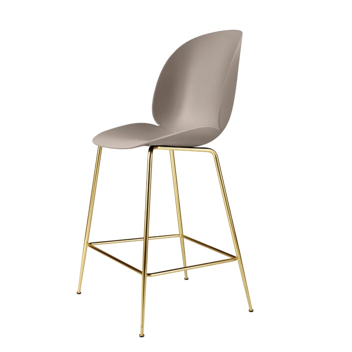 Taburete de bar de plástico Beetle con patas de bronce - new beige - GUBI