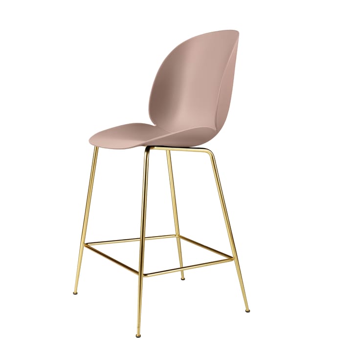 Taburete de bar de plástico Beetle con patas de bronce - Sweet pink - GUBI