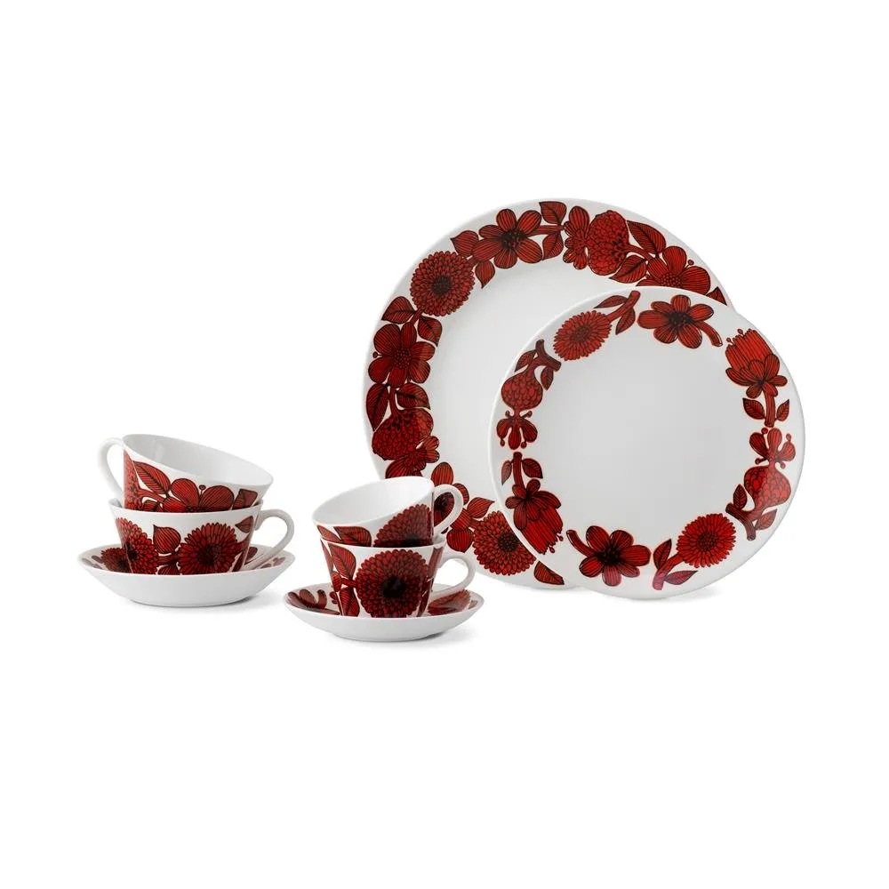 Juego de té Röd Aster, taza de té + platillo Gustafsbergs Porslinsfabrik