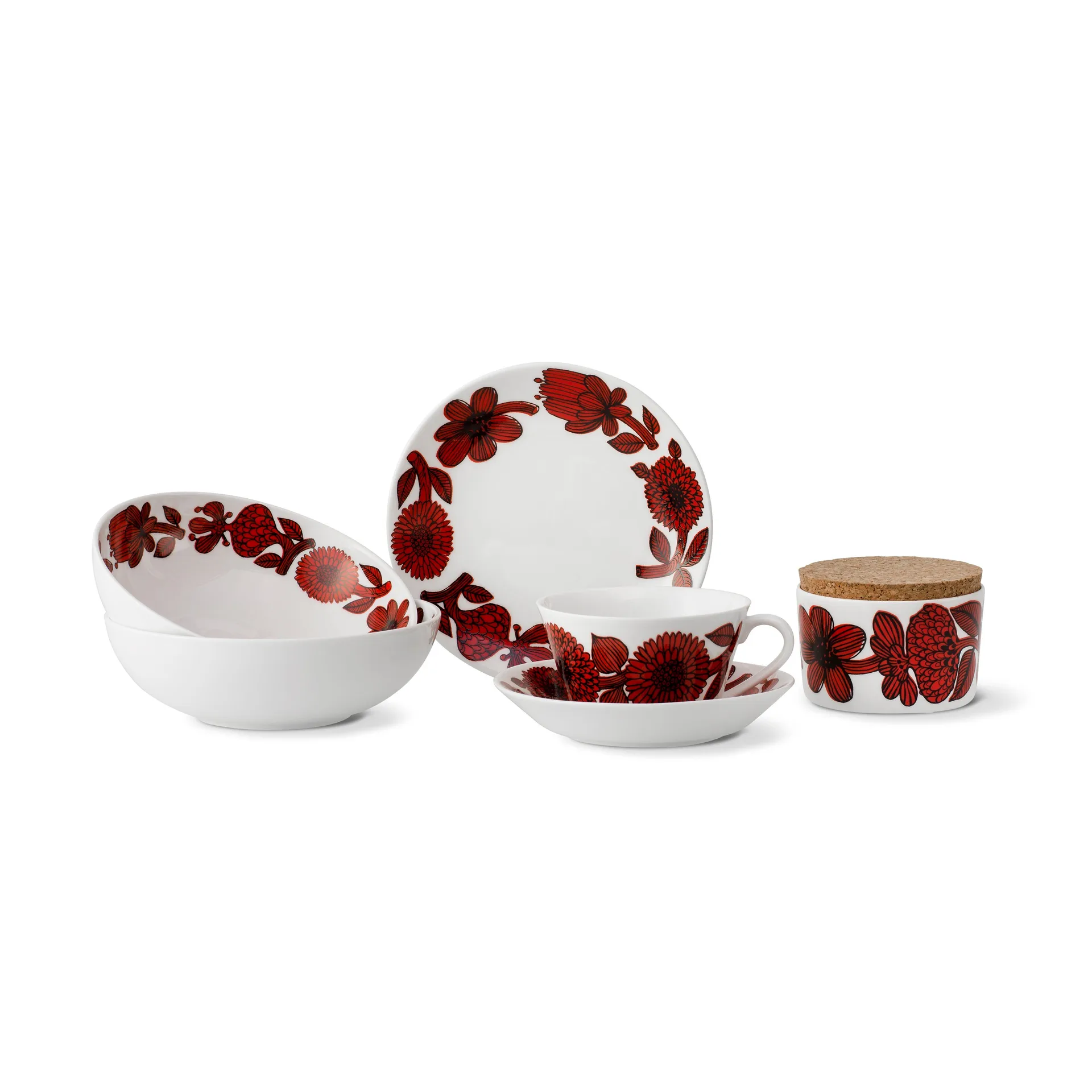 Bol Röd Aster, Ø 17 cm Gustavsbergs Porslinsfabrik