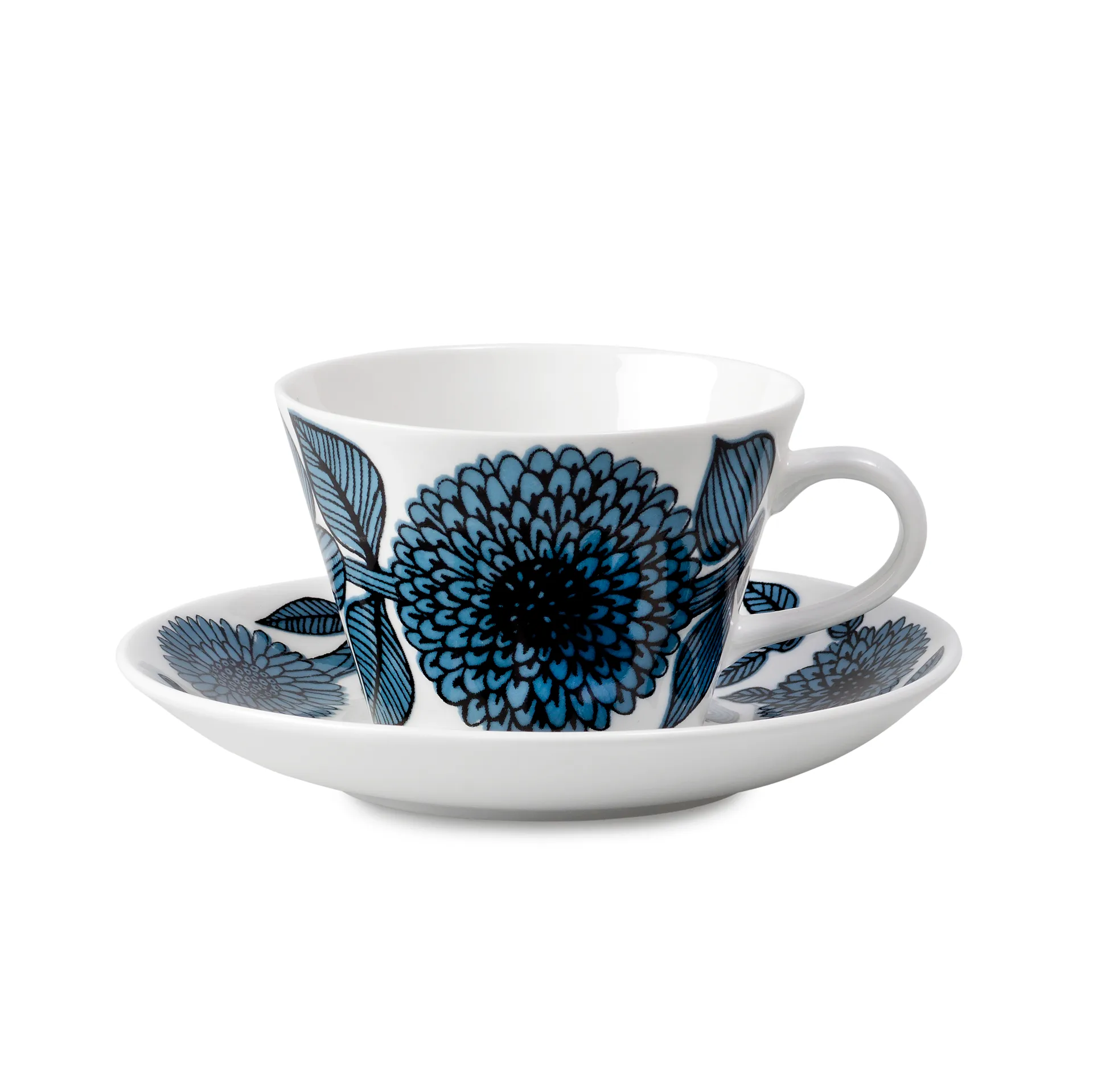 Juego de café Blå Aster cono, Taza de café + plato Gustavsbergs Porslinsfabrik