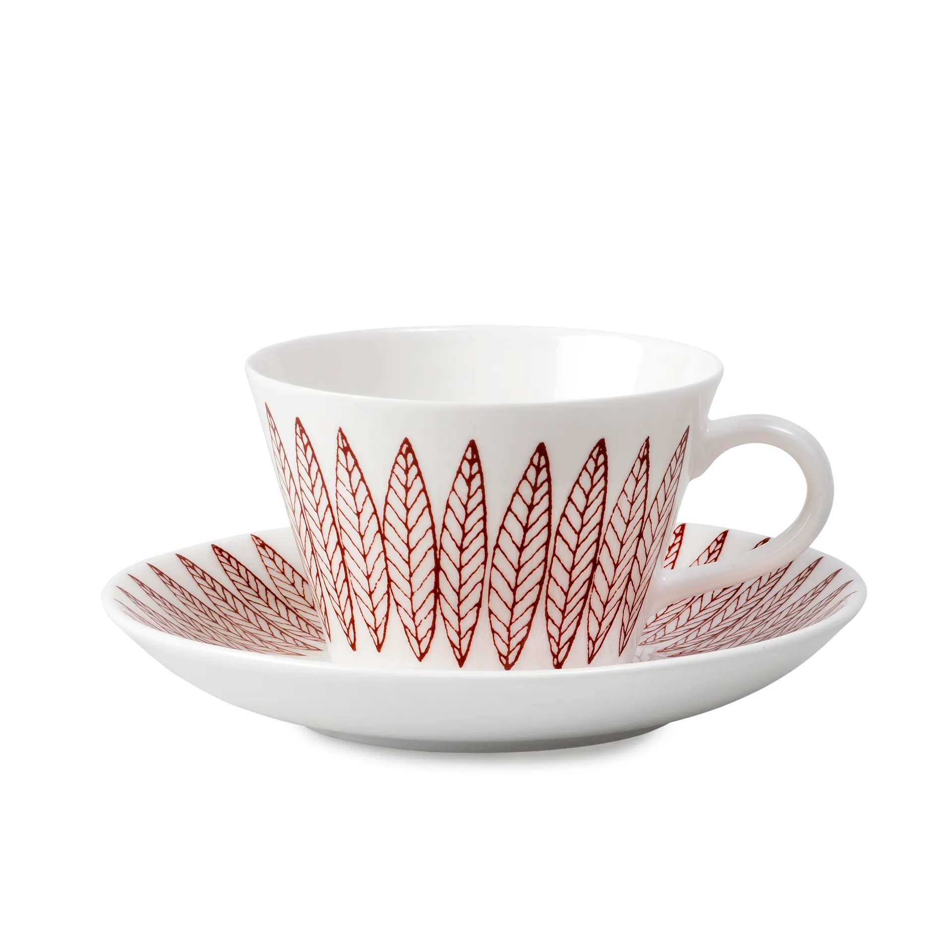 Juego de café Röd Salix, cono, Taza de café + plato Gustavsbergs Porslinsfabrik