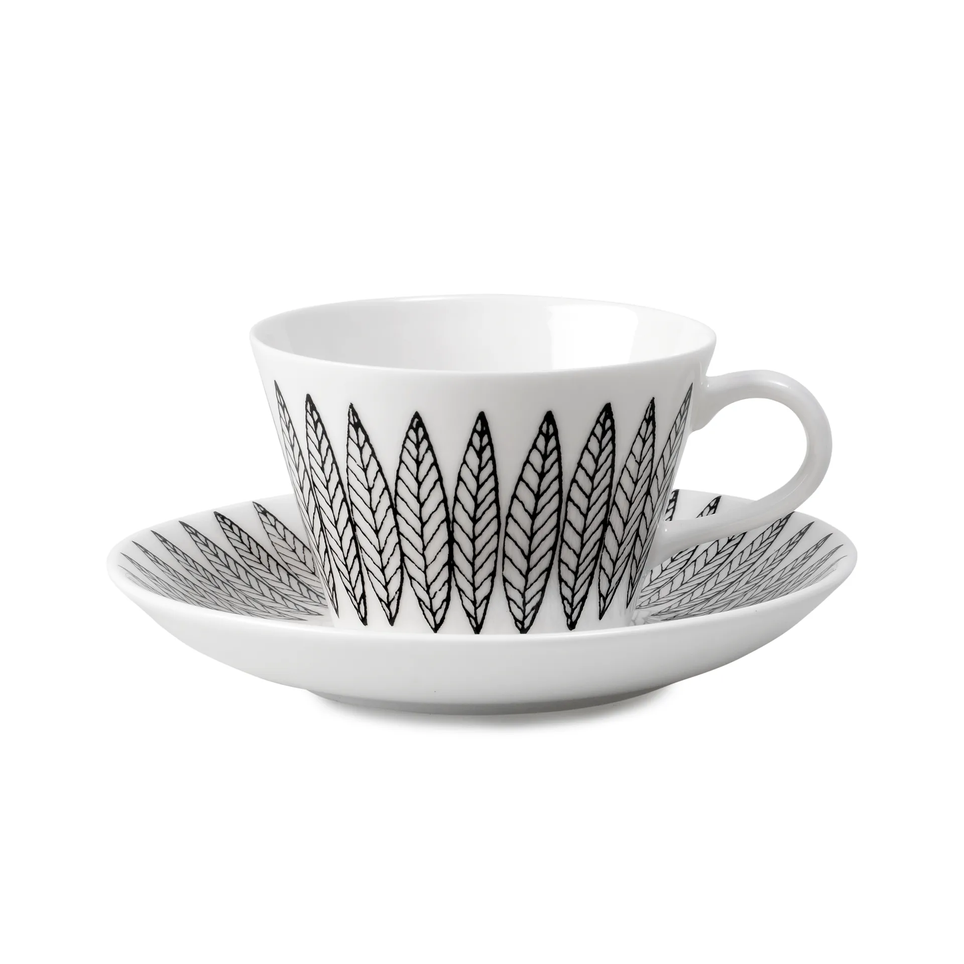 Juego de café Svart Salix, cono, Taza de café + plato Gustavsbergs Porslinsfabrik