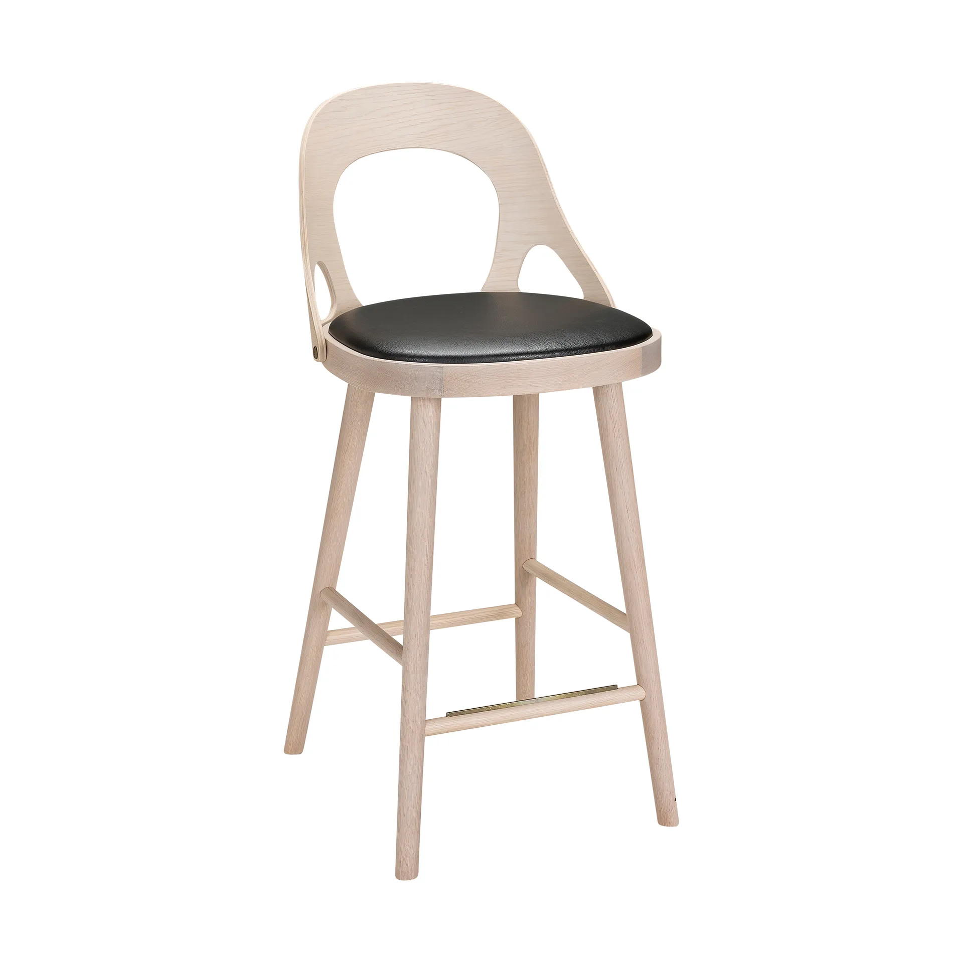 Silla de bar Colibri 63 cm, Roble barniz blond-cojín negro Hans K