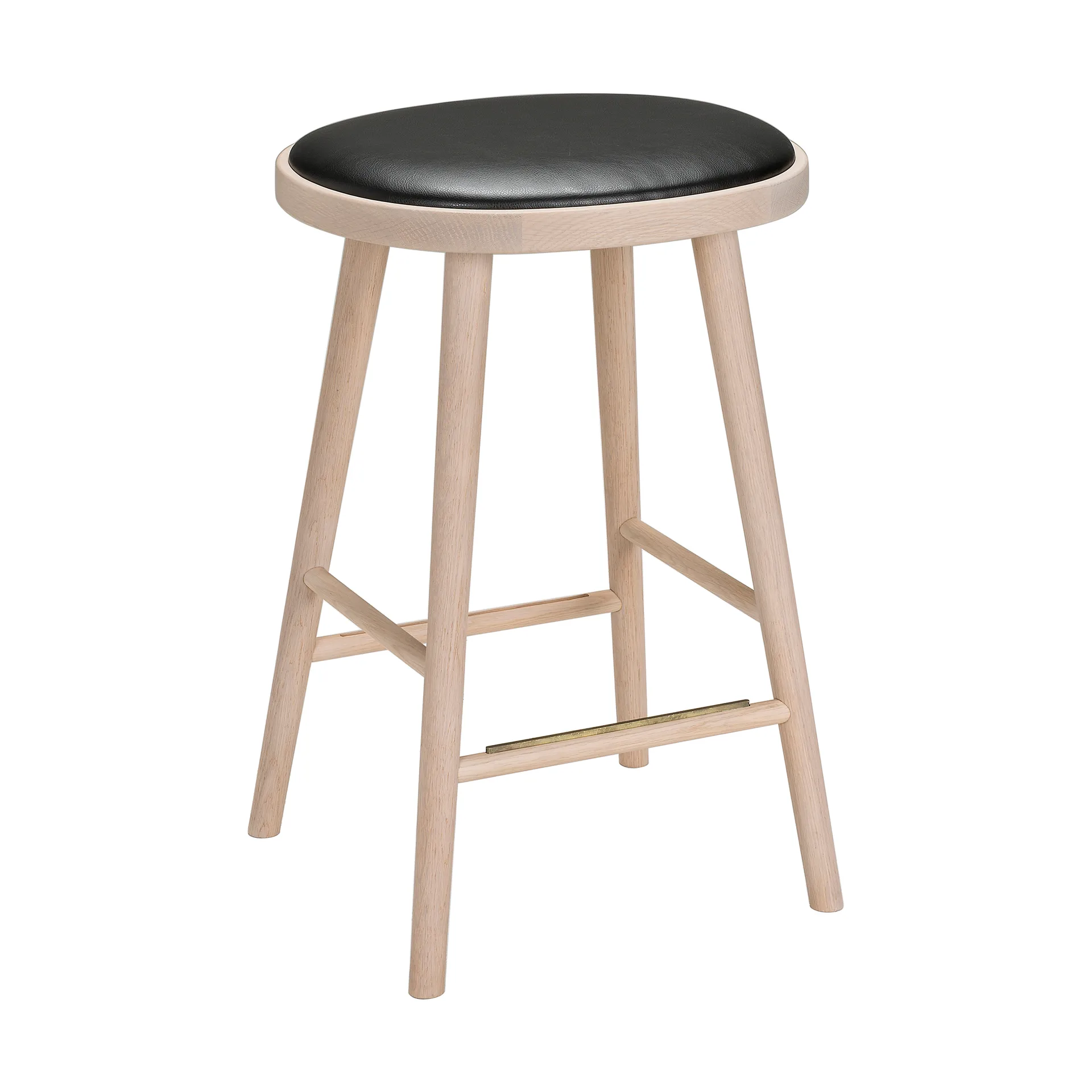 Taburete de bar Colibri 63 cm, Roble barniz blond-cojín negro Hans K