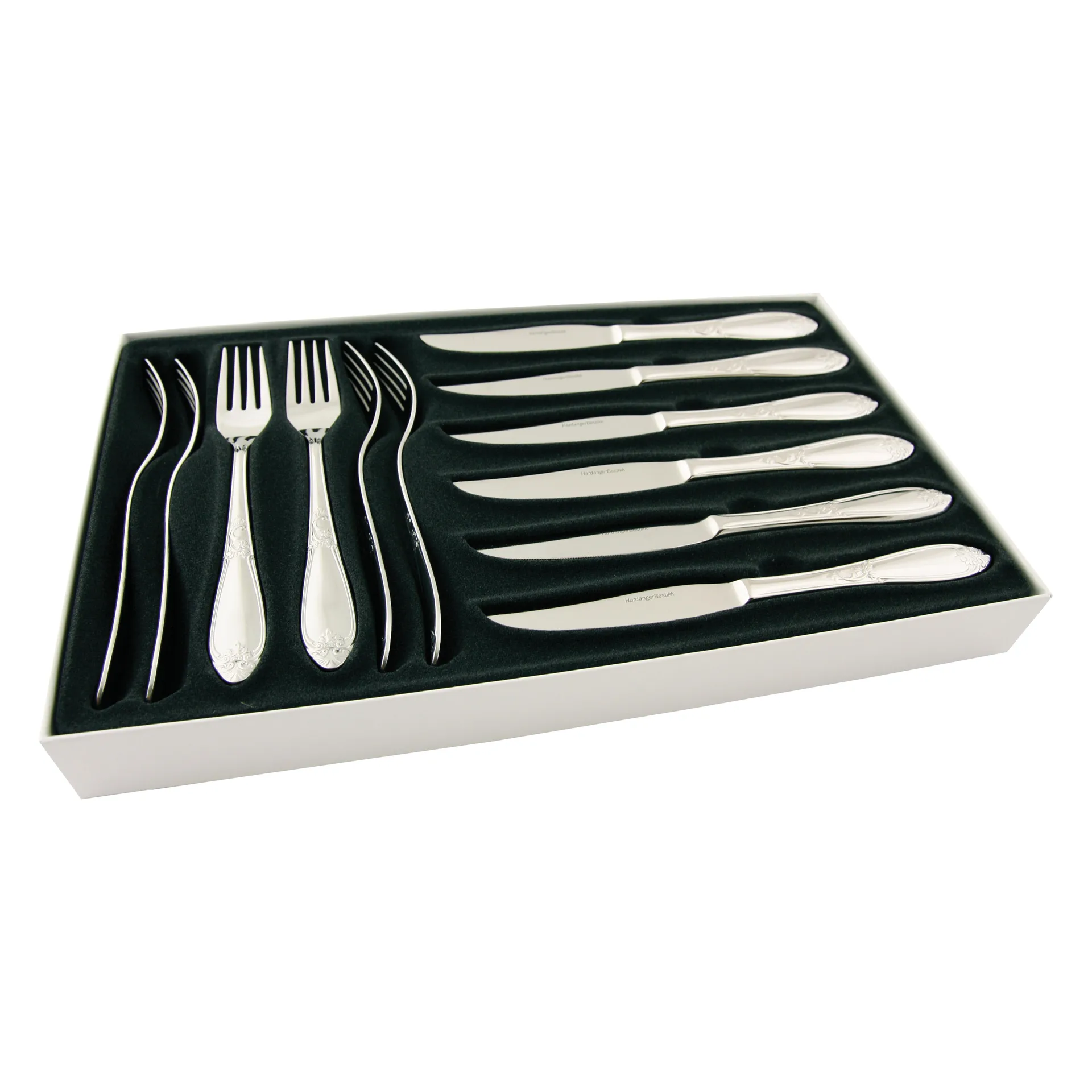 12 Cubiertos de carne Nina, Acero inoxidable Hardanger Bestikk