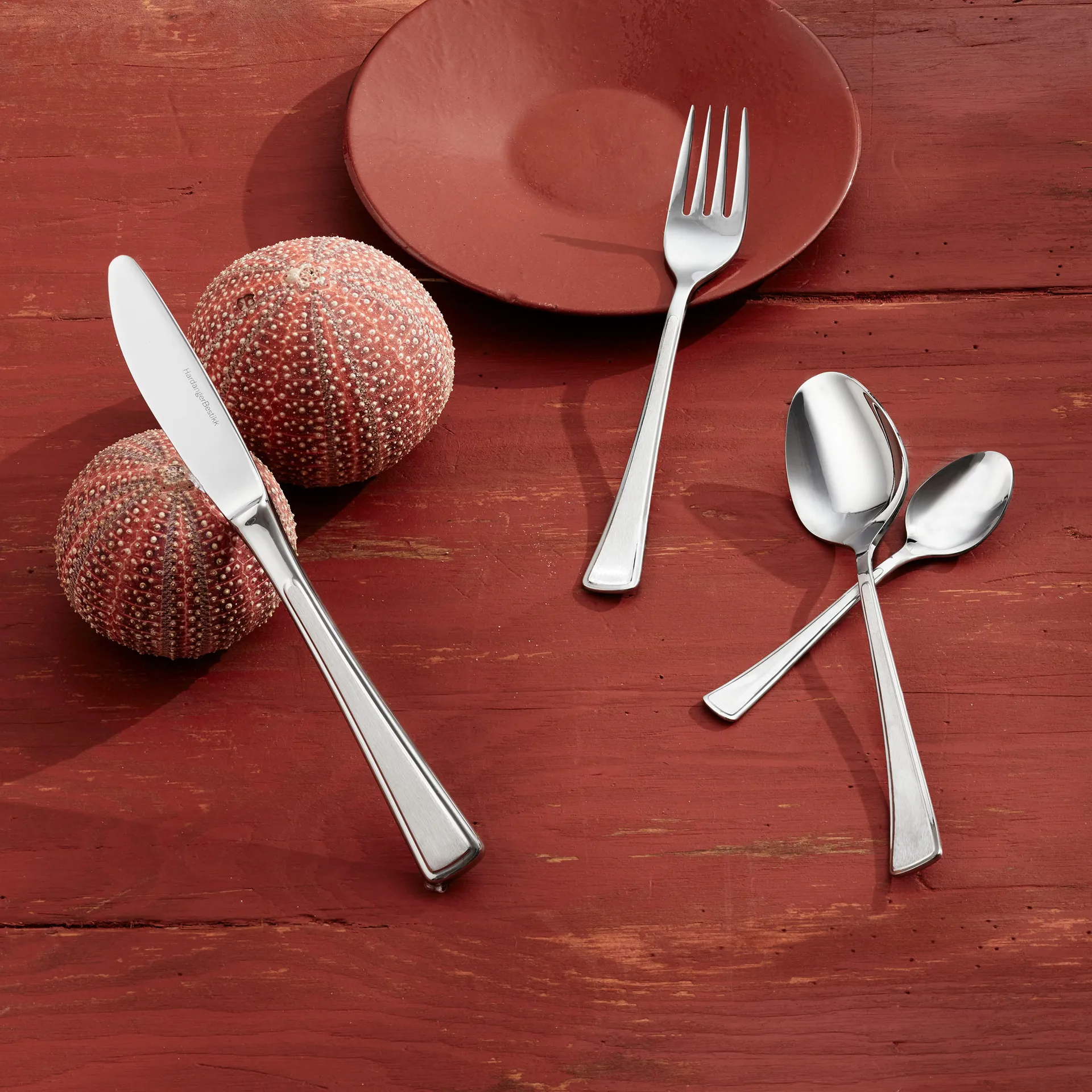 4 Cucharas de postre Ramona, acero inoxidable Hardanger Bestikk