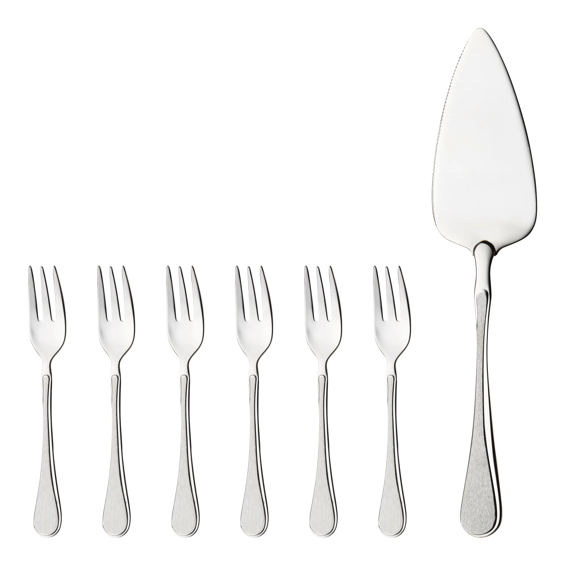 7 Cubiertos de tarta Carina, acero inoxidable Hardanger Bestikk