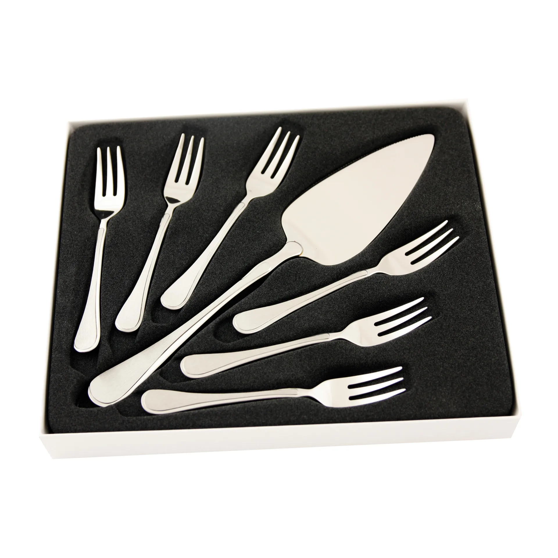 7 Cubiertos de tarta Carina, acero inoxidable Hardanger Bestikk