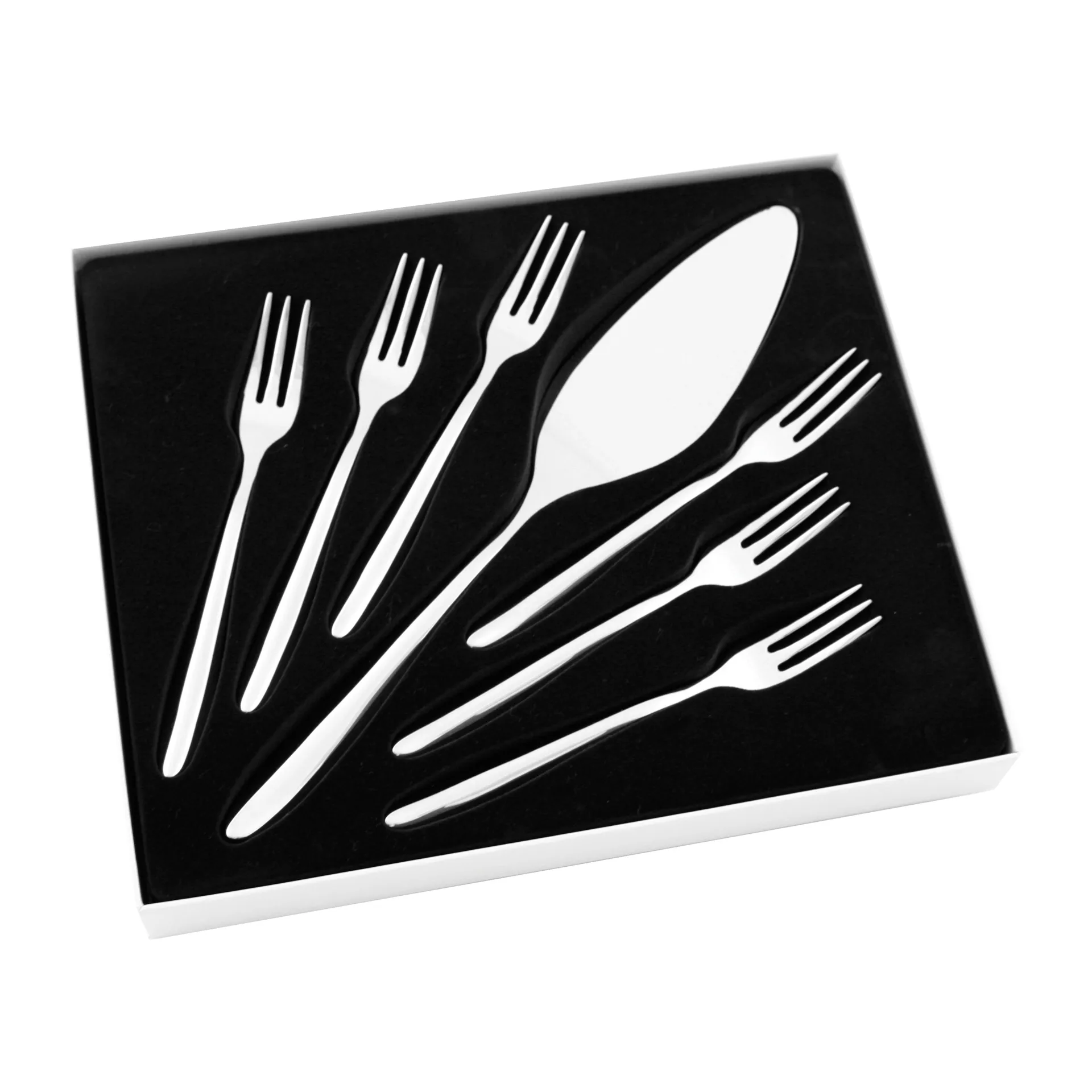 7 Cubiertos de tarta Lykke, acero inoxidable Hardanger Bestikk