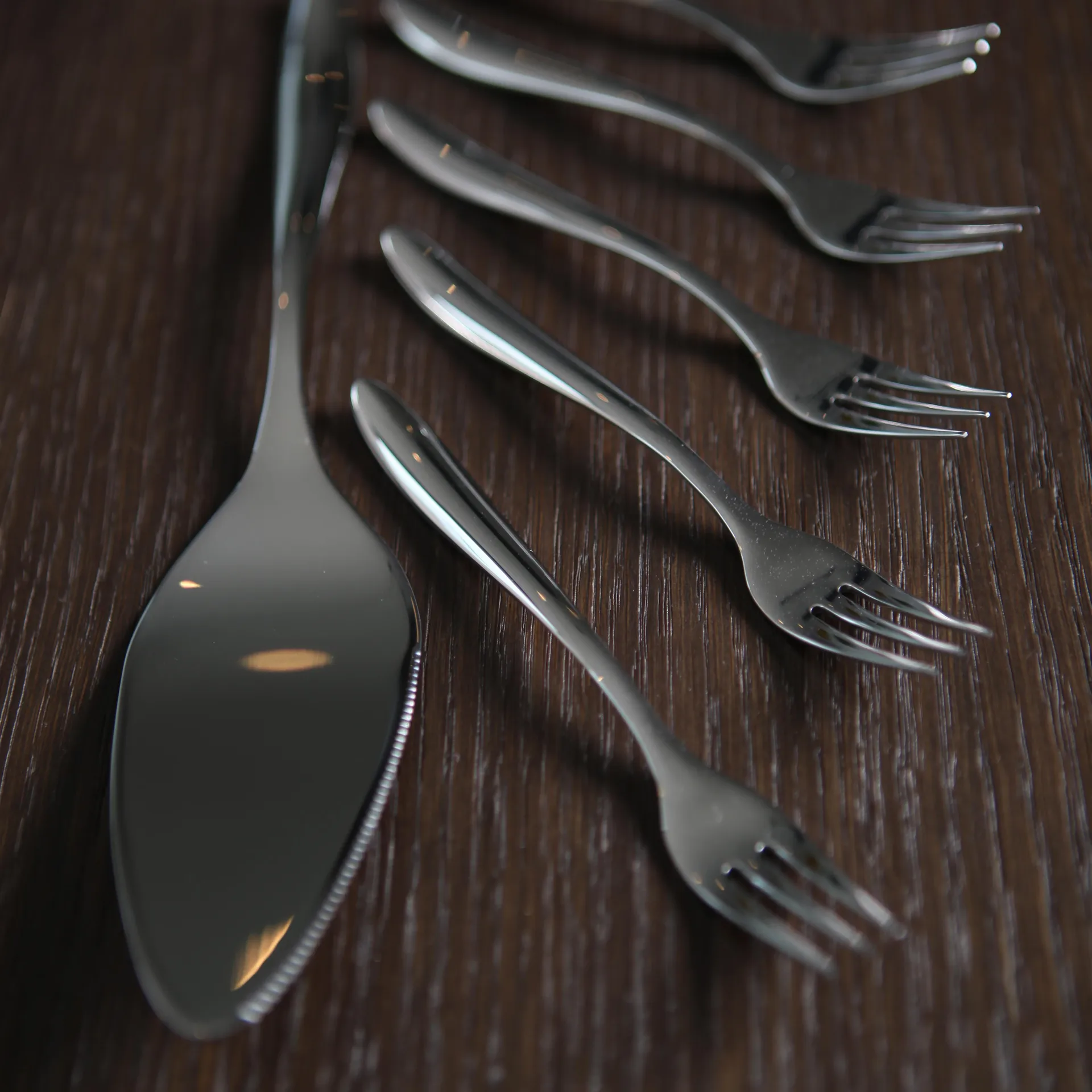 7 Cubiertos de tarta Lykke, acero inoxidable Hardanger Bestikk