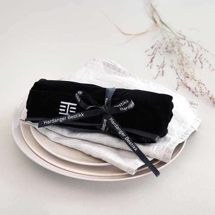 Funda para cubiertos de servicio Hardanger, Negro Hardanger Bestikk