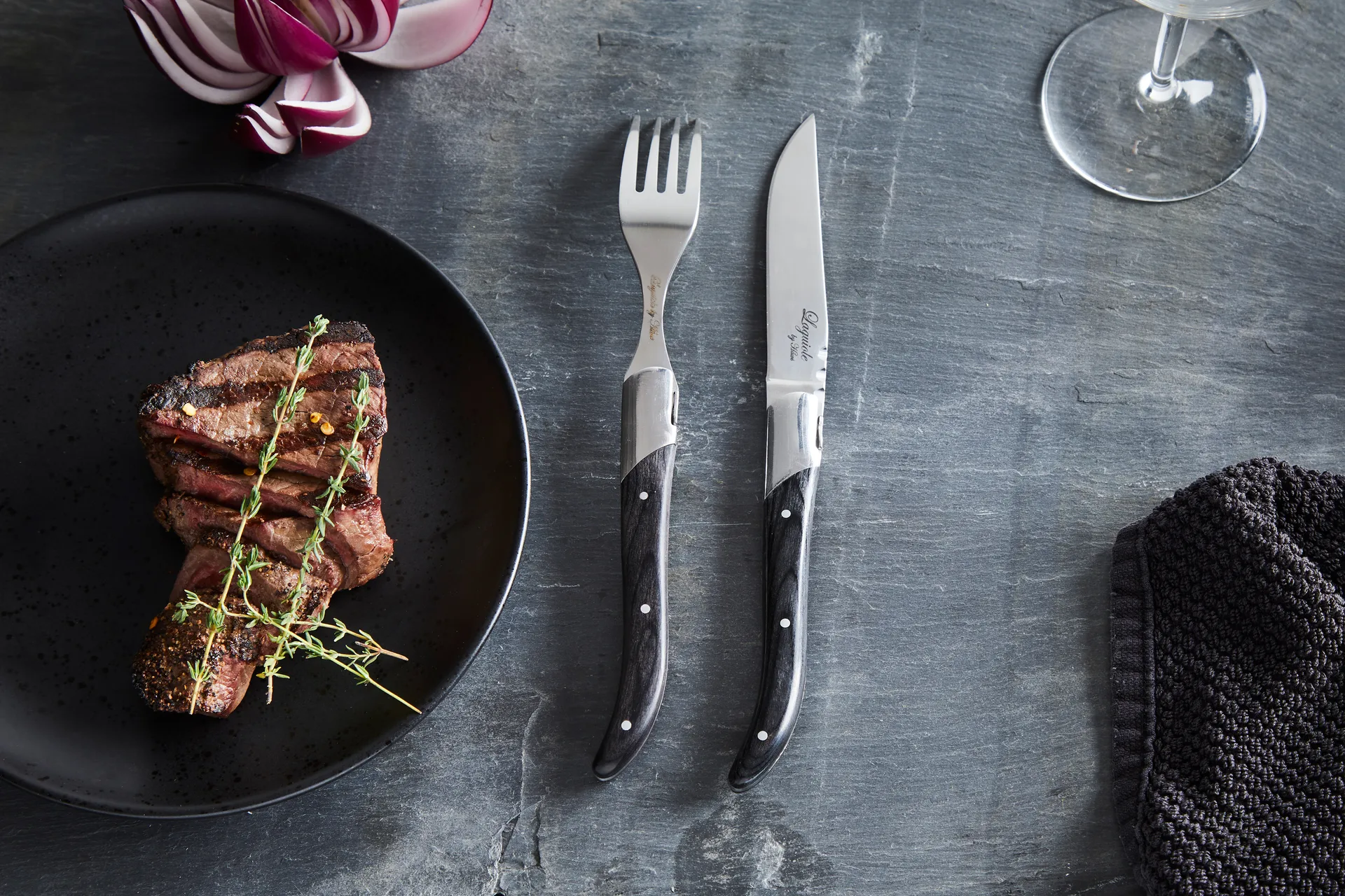 Cuchillo de parrilla Laguiole By Hâws, pack de 6, Madera negra Hâws